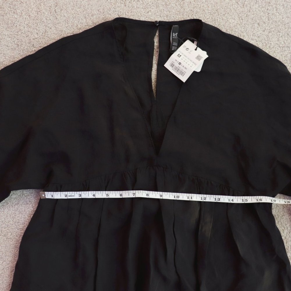SOLD ZARA Puff Sleeve Babydoll Dress Black M - Picture 12 of 14